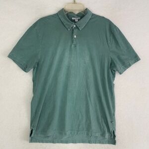 James Perse Polo Shirt Mens 2 Medium Sage Green Sueded Jersey Supima Cotton